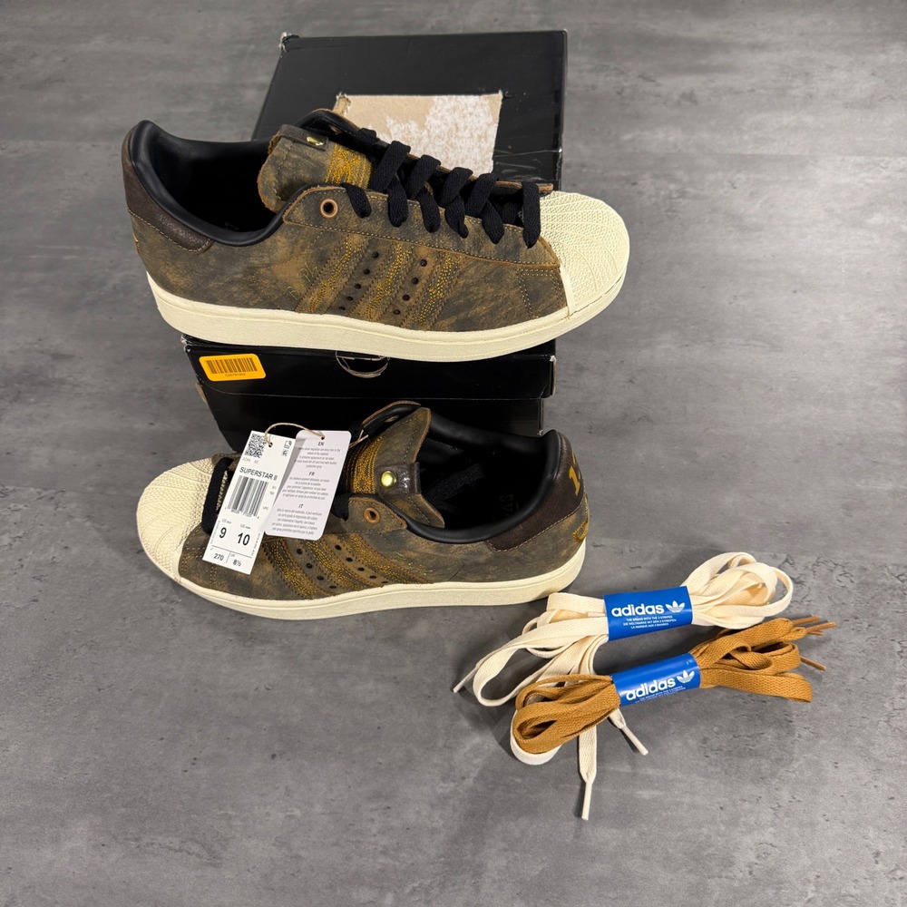 Adidas x Brock Purdy Superstar II Men 9 Brown Distressed Gold Toe Sneaker KI5284